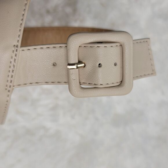 LC Lauren Conrad Etta Slingback Sandals Womens Size 8 Cream Two Band Ruffle Trim - Picture 9 of 10